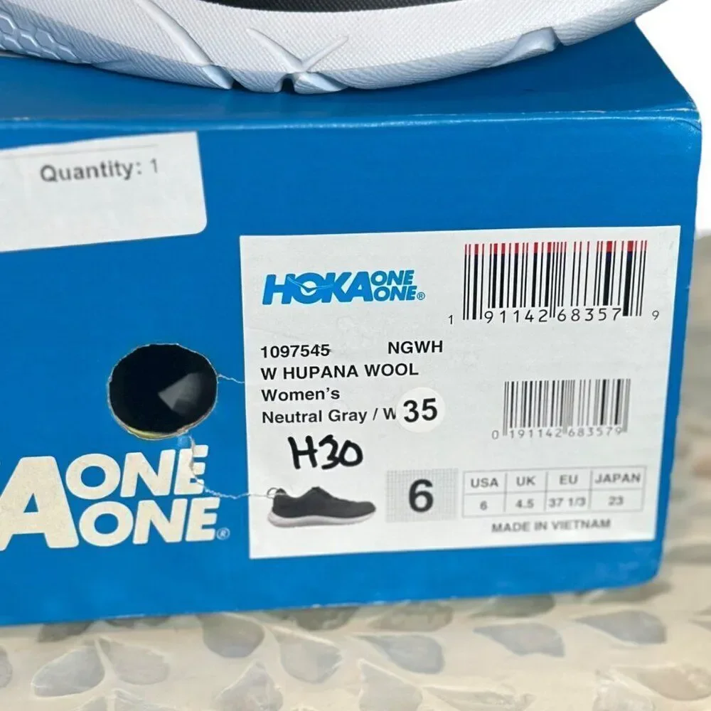 Hoka One One W Hupana Supportive Wool Gray Running Sneakers US 6 / EU 37.5 NIB